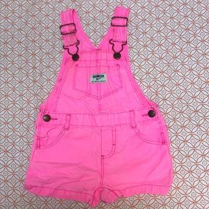 Oshkosh neon pink shorty overall